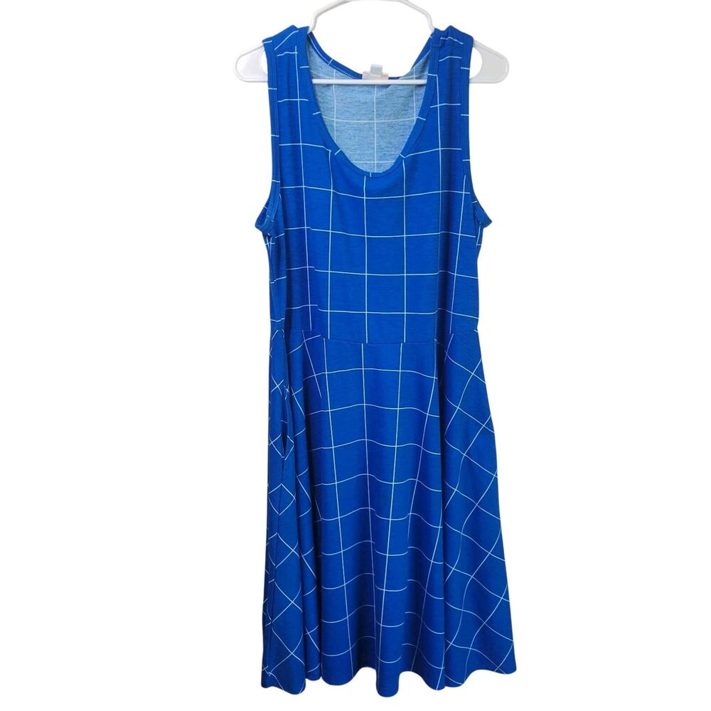 LuLaRoe Size 2XL Dress Sleeveless Pockets Fit & Flare Checked 42" L